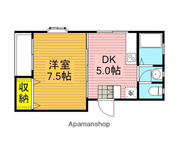 シャトー塚越(1DK/3階)の間取り写真