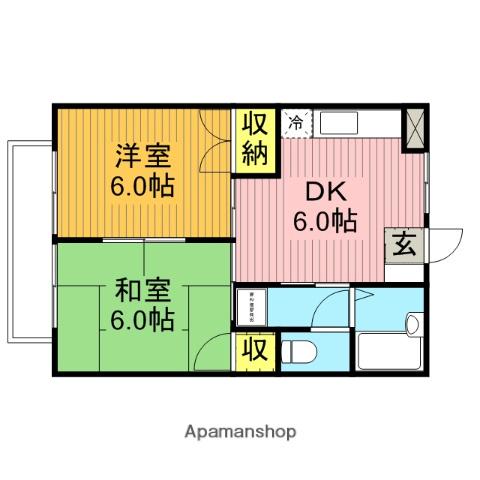 パークサイドシャトレ・A(2DK/1階)の間取り写真