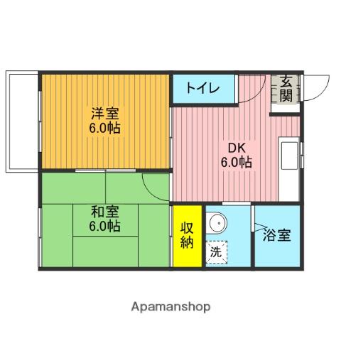 メゾンシェラ(2DK/1階)の間取り写真