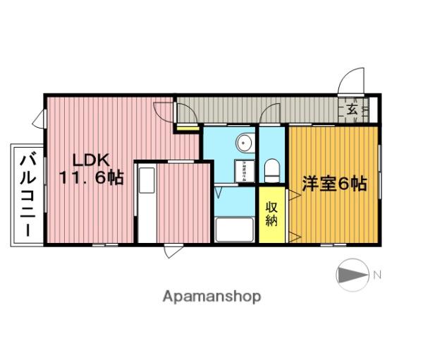 フィオーレⅡ(1LDK/1階)の間取り写真