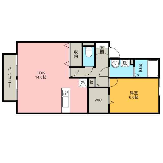 コートアステール2(1LDK/1階)の間取り写真