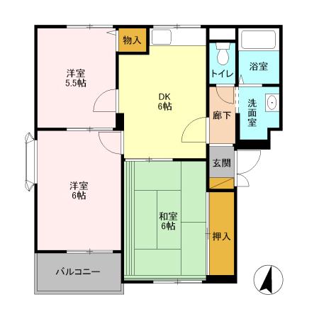 ヴァンベール山口B(3DK/3階)の間取り写真