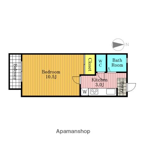 BキャッスルⅡ(1K/1階)の間取り写真