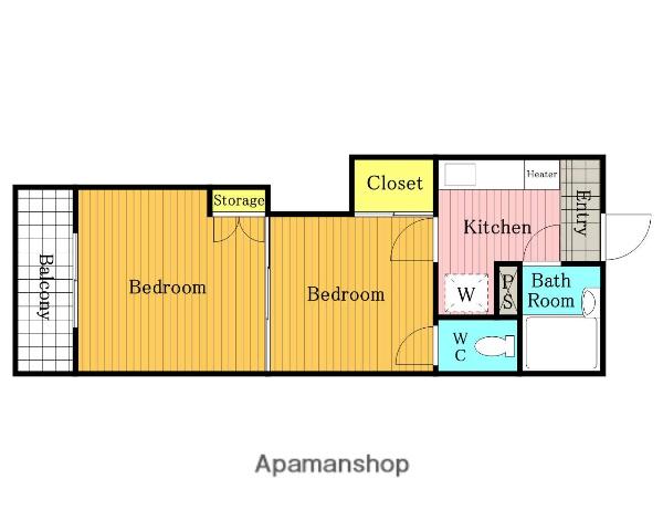 レジデンスカープ大宮(2K/2階)の間取り写真