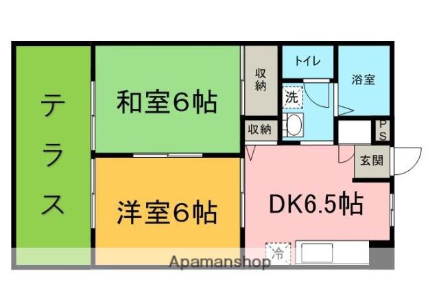 フォブール南大和田(2DK/1階)の間取り写真
