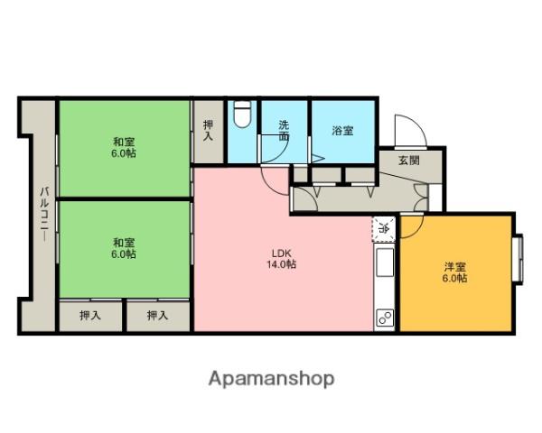 佐伯レジデンス(3LDK/2階)の間取り写真