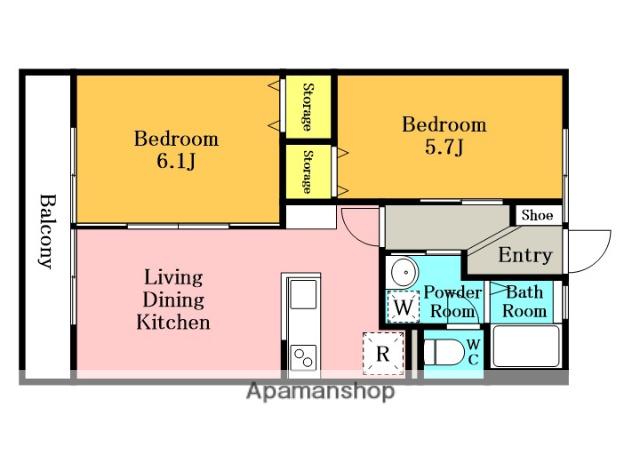 メゾンドール(2LDK/2階)の間取り写真