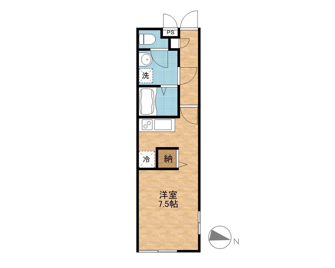 リブリ・加倉(1K/1階)の間取り写真