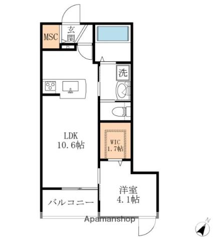 LIBERTY(1LDK/3階)の間取り写真