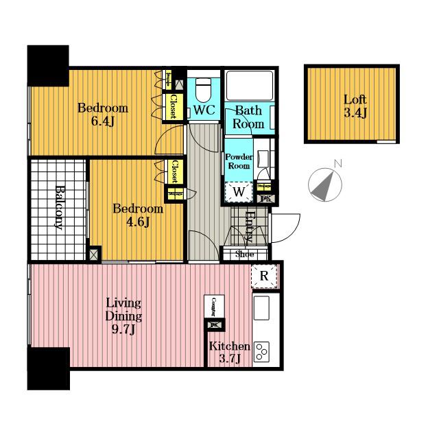 コンフォリア大宮(2LDK/12階)の間取り写真