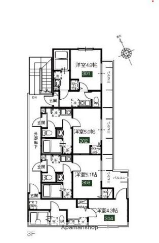 MELDIA東大宮Ⅲ(1K/2階)の間取り写真