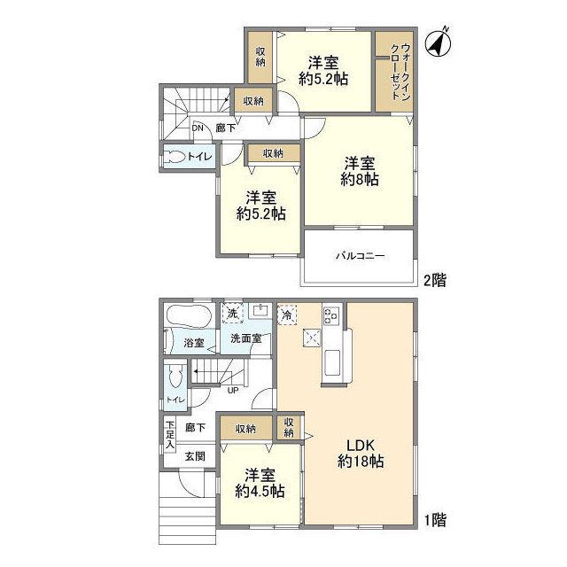 東武鉄道野田線 東岩槻駅 徒歩25分 2階建 築2年(4LDK)の間取り写真