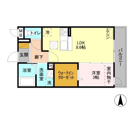 プレシャスガーネット(1LDK/1階)の間取り写真