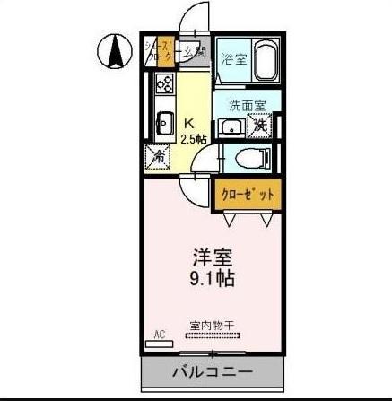 ルミナスハイム(1K/2階)の間取り写真