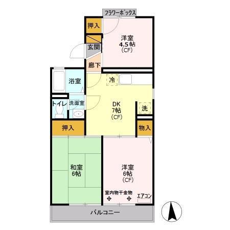 フレグランスサエラ(3DK/2階)の間取り写真