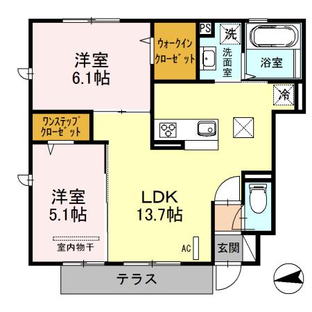 グランシャリオ(2LDK/1階)の間取り写真