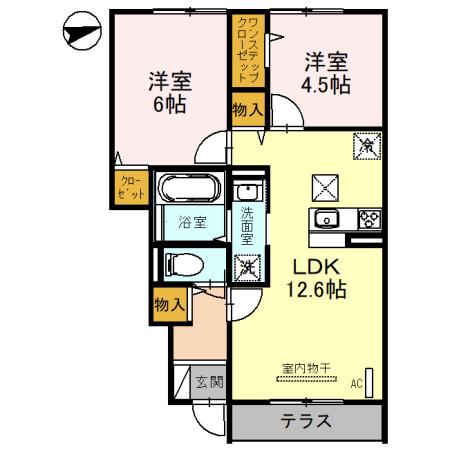 ガーデン島町東(2LDK/1階)の間取り写真