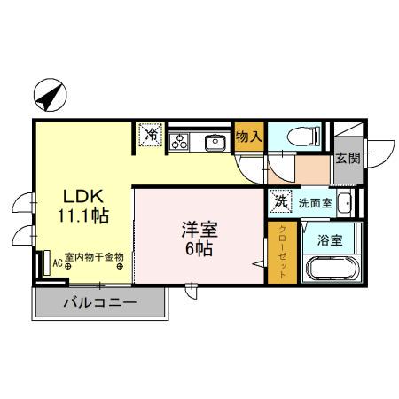 ECLAT西大宮/EMBELLIR西大宮 EMBELLIR西(1LDK/3階)の間取り写真