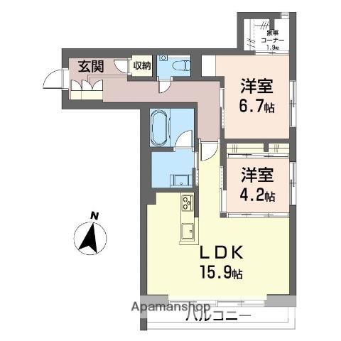 グランレーヴ宮原(2LDK/2階)の間取り写真