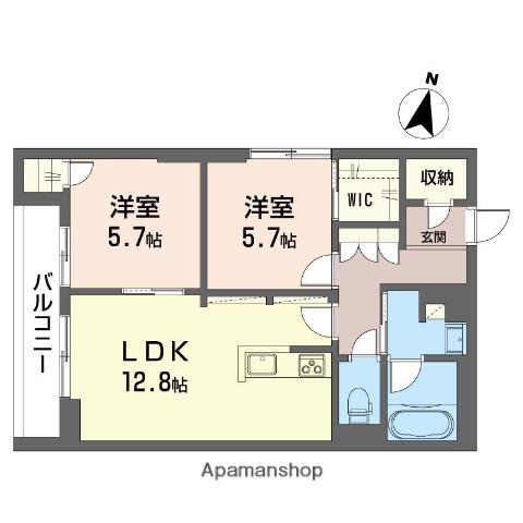グランレーヴ宮原(2LDK/3階)の間取り写真