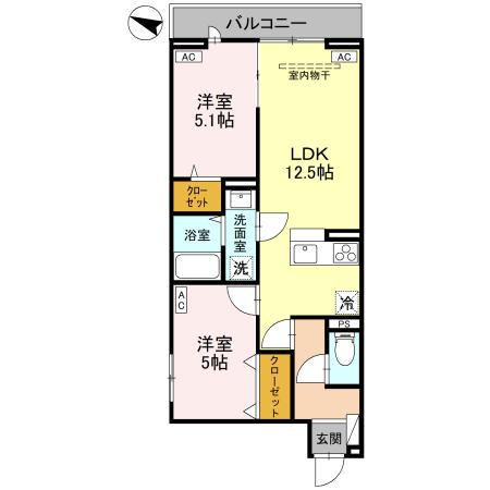 NOBLE RAFFINER上小町(2LDK/3階)の間取り写真