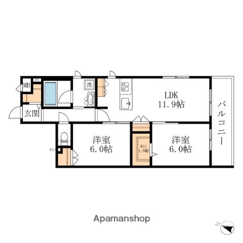 オカバさいたま日進ヘーベルメゾン(2LDK/2階)の間取り写真