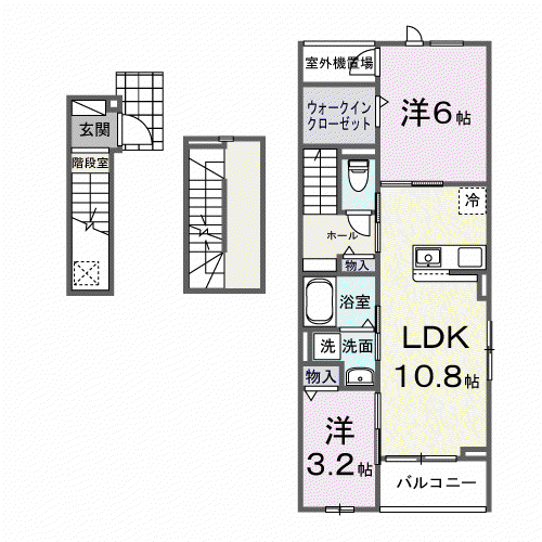 ヒカルサ大宮南中丸ノ—スⅡ(2LDK/3階)の間取り写真