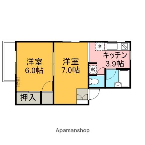 泉荘Ⅱ(1DK/2階)の間取り写真