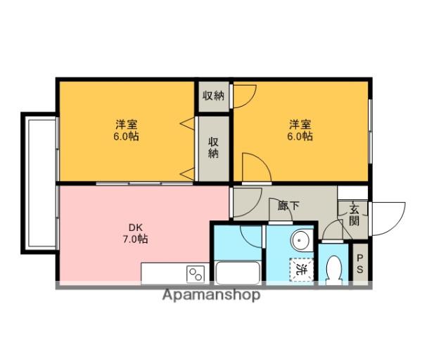 サンセール御蔵(2DK/2階)の間取り写真