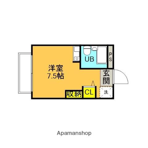 ハイツツカサ(ワンルーム/2階)の間取り写真