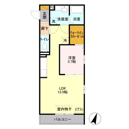 コアロード D(1LDK/2階)の間取り写真