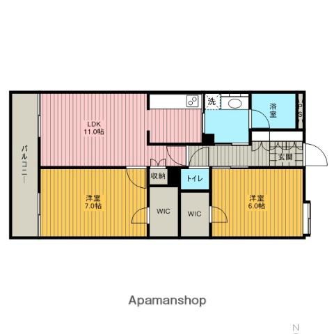 アルッサンスⅡ(2LDK/2階)の間取り写真
