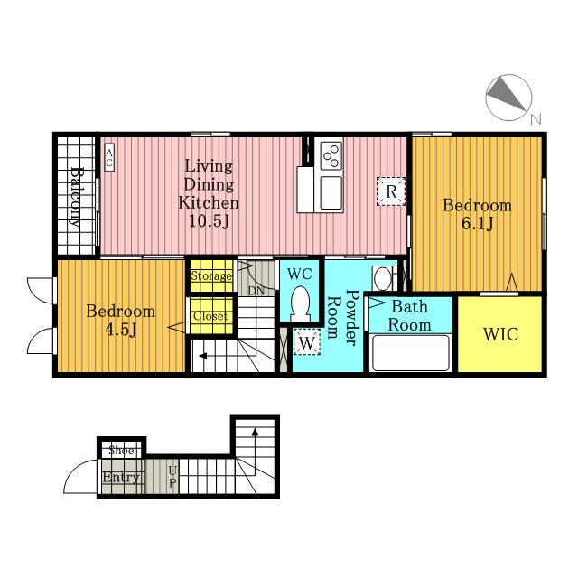 ディア ベルジュ(2LDK/2階)の間取り写真