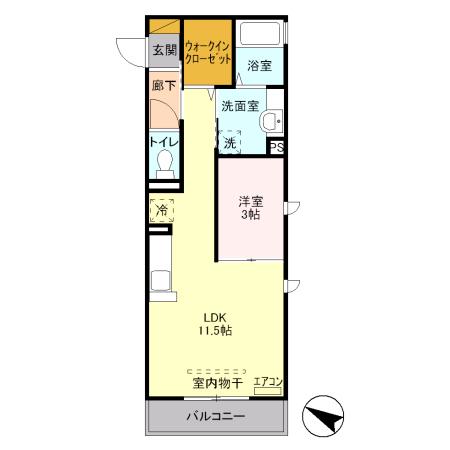 テラスコート(1LDK/3階)の間取り写真