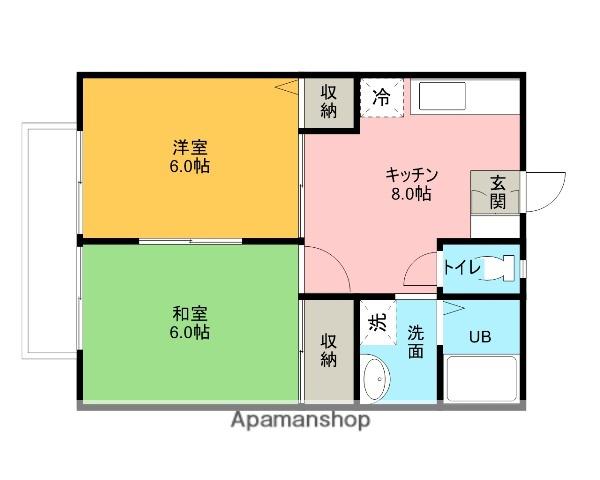 シャインパレス壱番館(2DK/1階)の間取り写真