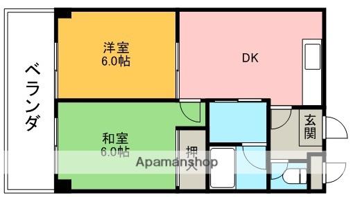 アビデンス佐知川(2DK/2階)の間取り写真