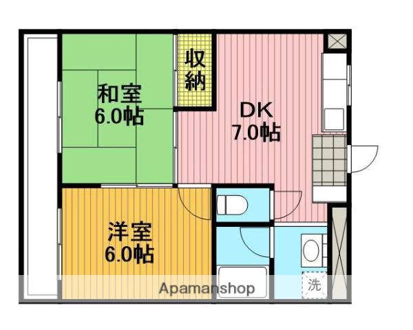 コーポホワイトストーン(2DK/3階)の間取り写真