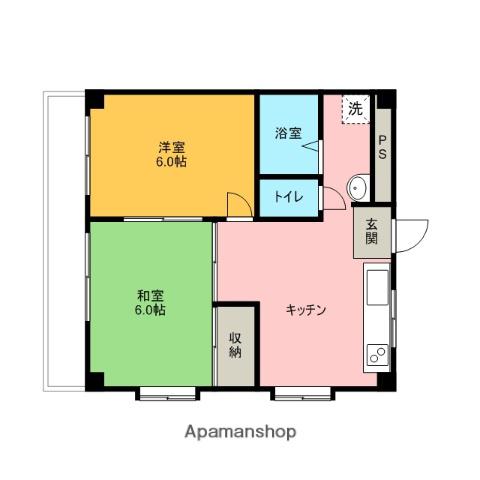 コーポホワイトストーン(2DK/2階)の間取り写真