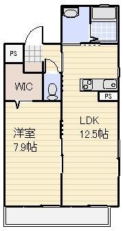 ウエストコート(1LDK/1階)の間取り写真