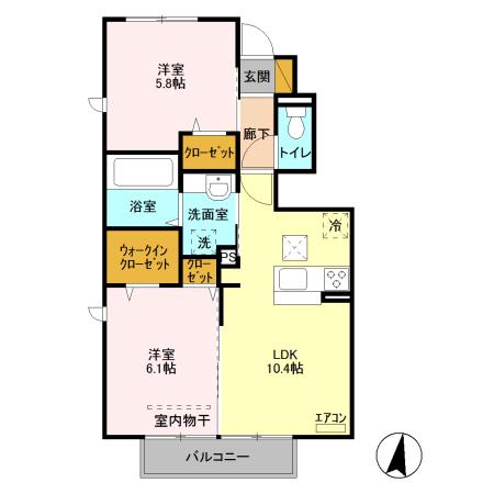 メゾンサクラ(2LDK/1階)の間取り写真