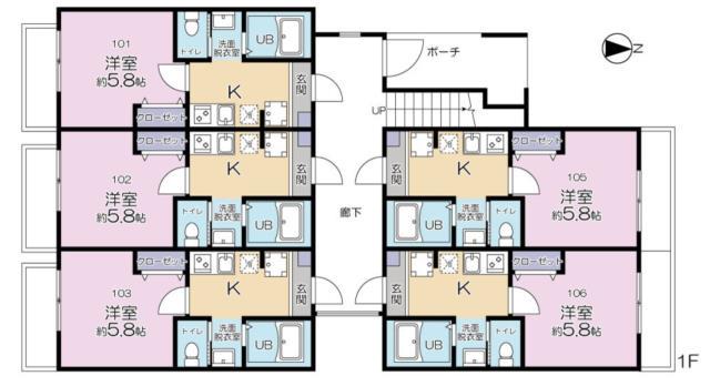 グランシャリオ日進(1K/1階)の間取り写真