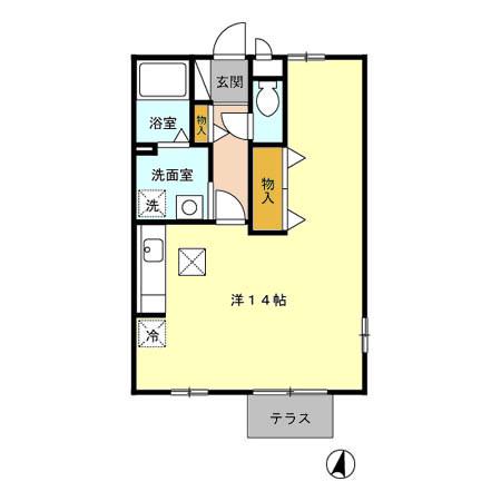 ヴィラセスト(ワンルーム/1階)の間取り写真