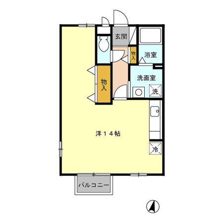 ヴィラセスト(ワンルーム/2階)の間取り写真