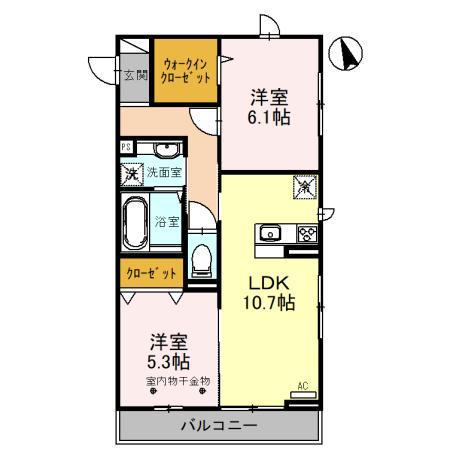 川越線 西大宮駅 徒歩10分 3階建 築3年(2LDK/3階)の間取り写真