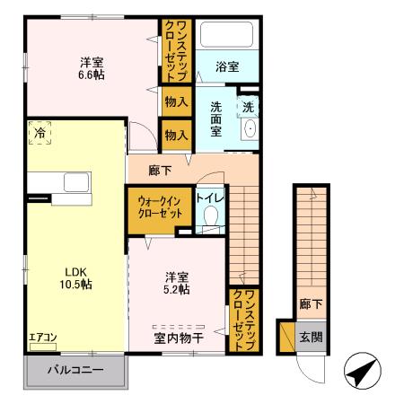 コートプラセール A(2LDK/2階)の間取り写真