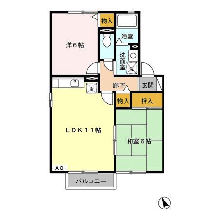 ドミールエム弐番館(2LDK/2階)の間取り写真