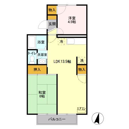 スカイシティー(2LDK/1階)の間取り写真