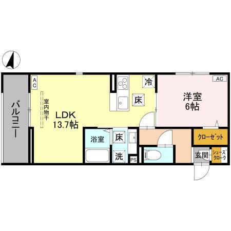 BLEU LAPIN(1LDK/1階)の間取り写真