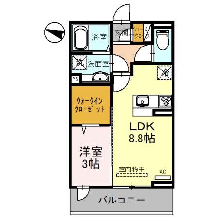 グランコート西大宮(1LDK/2階)の間取り写真