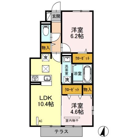 グランデII(2LDK/1階)の間取り写真